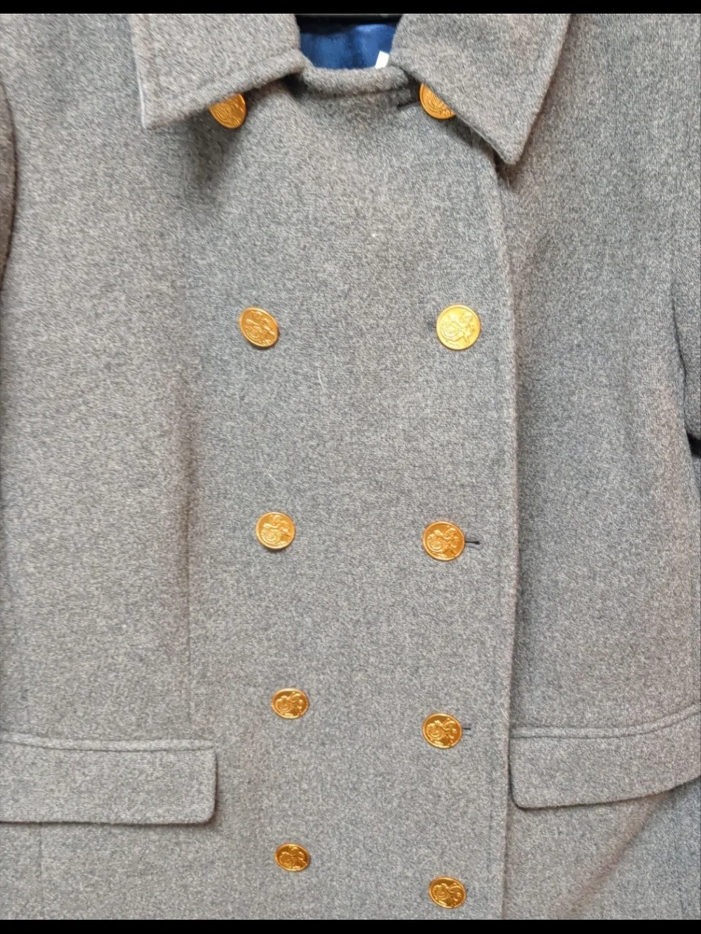 J. Crew Gray Double-Breasted Wool Pea Coat with Gold Buttons - Picture 2 of 5
